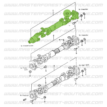 Eje de transmisión caja de cambios/caja de transferencia 249 mm Suzuki Santana Samurai