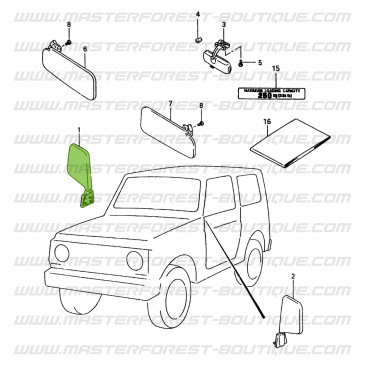 Retrovisor exterior do lado do passageiro para Suzuki Santana Samurai