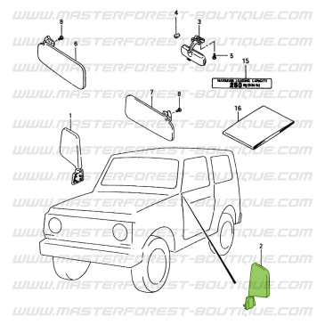 Left-hand mirror for Santana Suzuki Samurai