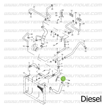 Raccord durite supérieure - Santana & Suzuki Samurai diesel et turbo diesel