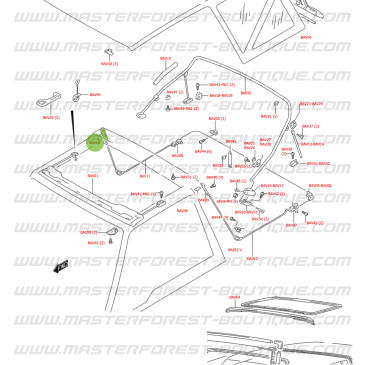Support supérieur d'arceau latéral droit de bâche Suzuki Santana Vitara