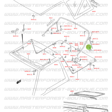 Rear hoop reinforcement stop fixing screw for soft-top, Vitara