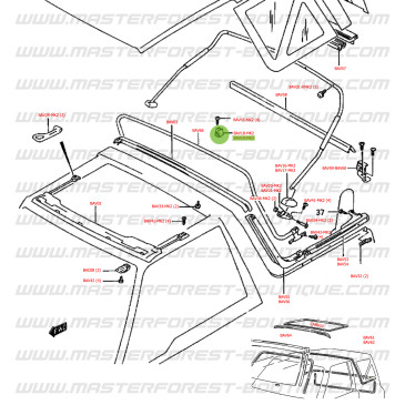 Left stop for soft-top rear hoop, Vitara MK2