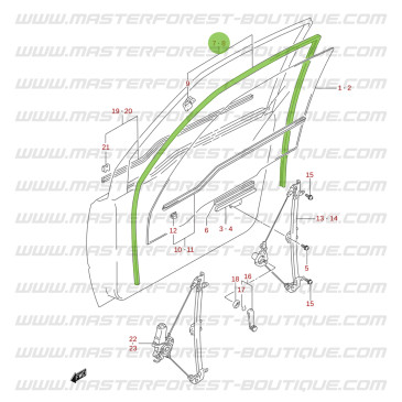 Junta derecha entre la puerta y la ventana para Suzuki Santana Vitara 3 puertas