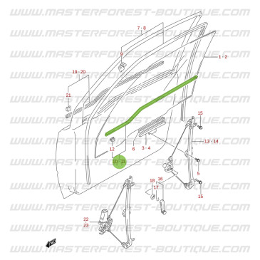 Joint lèche vitre intérieur droit Suzuki Santana Vitara 3 portes