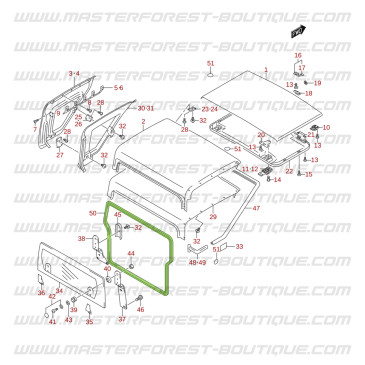 Rear hard top door seal for Suzuki Santana Jimny