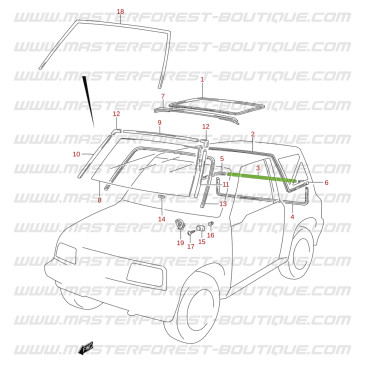 Tenuta superiore portellone posteriore Suzuki Santana Vitara MK1 con soft-top