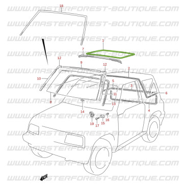 Junta de estanqueidade p/cabina Suzuki Santana Vitara 3 portas