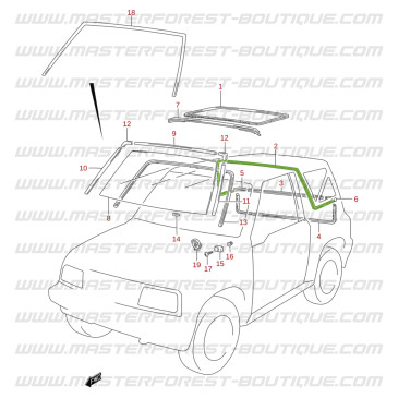 Rear seal on central hoop, Suzuki Santana Vitara MK1