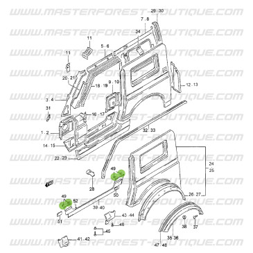 Clips für Seitenschweller Suzuki Samurai 413, 1.9D & 1.9TD 1998-