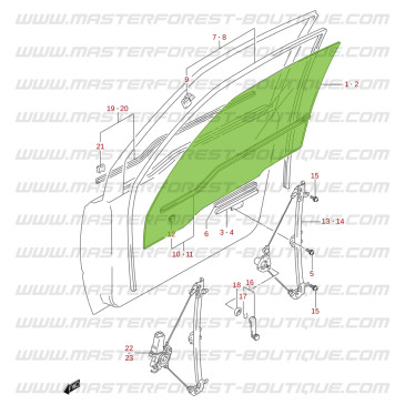 Vitre avant droite claire Vitara 3 portes