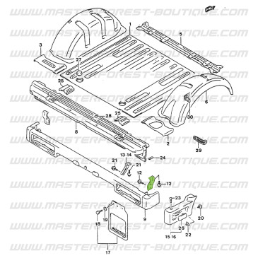 Patte de fixation droite de pare-chocs arrière Suzuki Santana Samurai