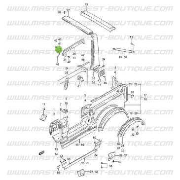 Right upper windshield frame mount for Suzuki Santana Samurai