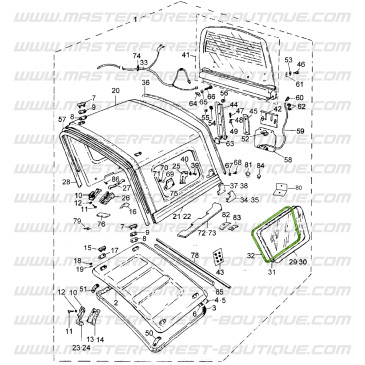 Befestigungsdichtung für seitliches hinteres Hardtop-Fenster Suzuki Santana Samurai