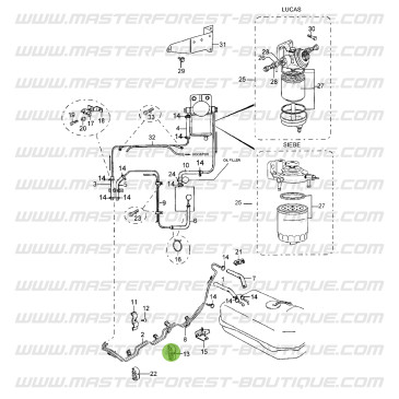 Support 5 tuyaux pour Suzuki Santana Samurai 1.9D et TD