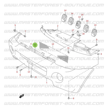 Grampo de fixação para para-choque dianteiro do Suzuki Jimny