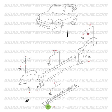 Agrafe de fixation pour marche pied Suzuki Jimny