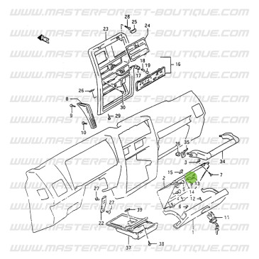 Loquet de verrou pour porte de boîte à gants 295mm Suzuki Santana 410 ou 413