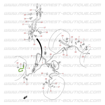 Flessibile di freno anteriore destro Suzuki Jimny