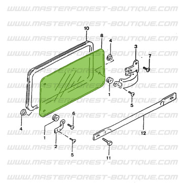 Green-tinted rear side window for hardtop Suzuki Santana Samurai