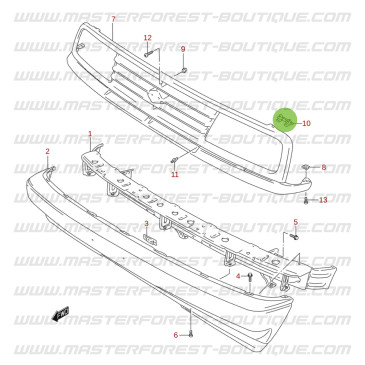 Befestigungsklammer für den Kühlergrill Suzuki Santana Vitara