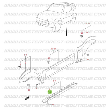 Agrafe de fixation bas de caisse Suzuki Jimny