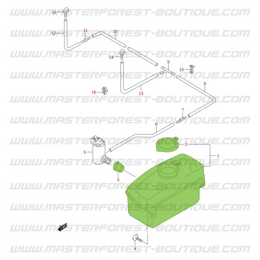 Windscreen washer reservoir tank, 1 outlet, Suzuki Jimny
