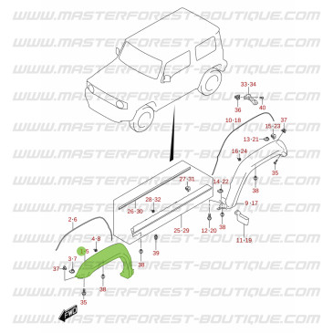 Elargisseur d'aile avant gauche Suzuki Jimny 2018-
