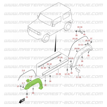 Elargisseur d'aile avant droit Suzuki Jimny 2018-