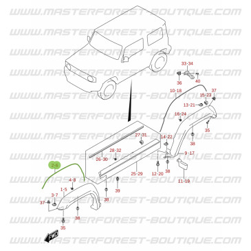 Joint d'élargisseur d'aile avant Suzuki Jimny 2018-