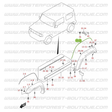 Joint d'élargisseur d'aile arrière Suzuki Jimny 2018-