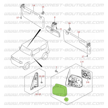 Coque noir de rétroviseur gauche Suzuki Jimny 2018-