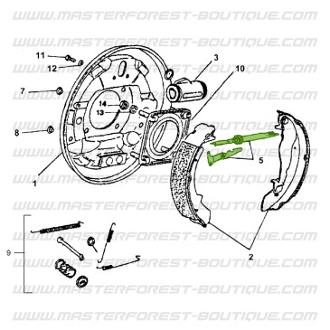 Left Rear Adjuster System top-right or bottom-left for 228mm Drum Suzuki Santana Samurai