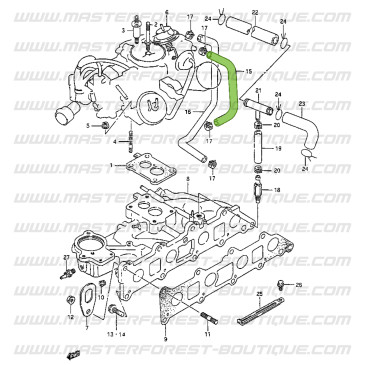 Carburetor-to-intake manifold hose – Suzuki Santana Samurai 413