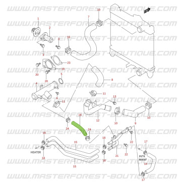 Durita entre tubo de agua y racor tubo de calefacción – Suzuki y Santana Jimny 1.3 (motor G13BB)