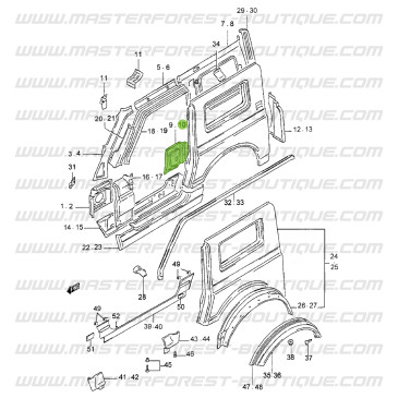 Panneau gauche support ceinture de sécurité Suzuki Samurai tôlé