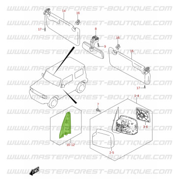Embellecedor interior izquierdo del retrovisor para Suzuki Jimny desde 2018