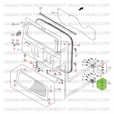 Copertura cerniera inferiore porta posteriore – Suzuki Jimny 2018-