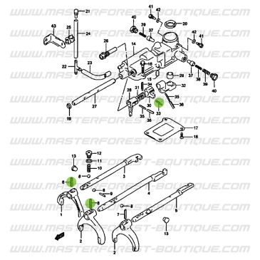 Perno della forcella del cambio per Suzuki & Santana Vitara