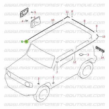Proteção da calha do tejadilho dianteira direita para Suzuki Jimny a partir de 2018