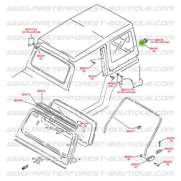 Soft top rear door fastening  Suzuki Santana Samurai