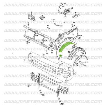 Supporto per estensione parafango anteriore destro Suzuki Santana Samurai