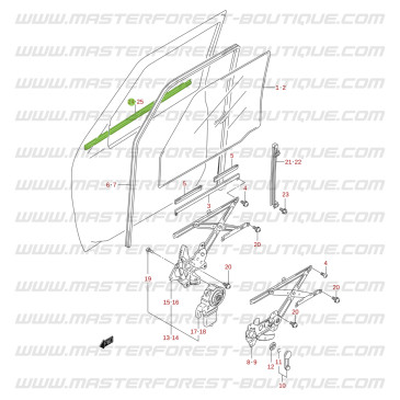 Junta externa do vidro lateral direito Jimny -2018