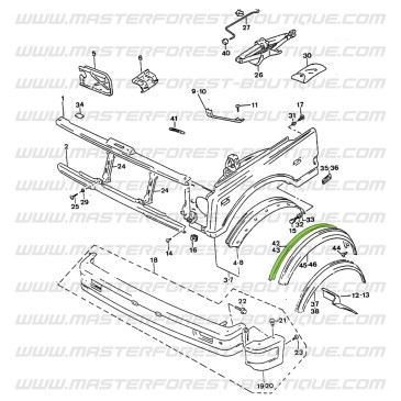 Junta del ensanche de aleta delantero derecho o trasero izquierdo – Suzuki Santana Samurai
