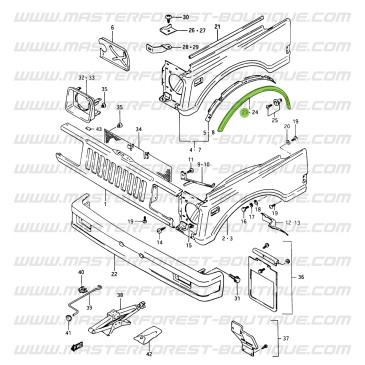 Distanzstück für den vorderen Kotflügel Suzuki Santana 410 und 413 schmal