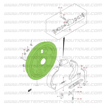Right Rear Brake Backing Plate – Suzuki Santana Jimny – up to 2018