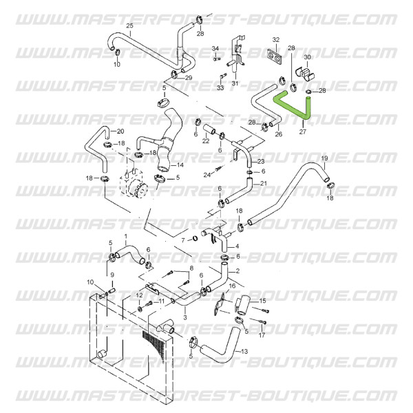 copy of Outlet radiator cooling hose Suzuki Santana Samurai 1.9D (Renault)