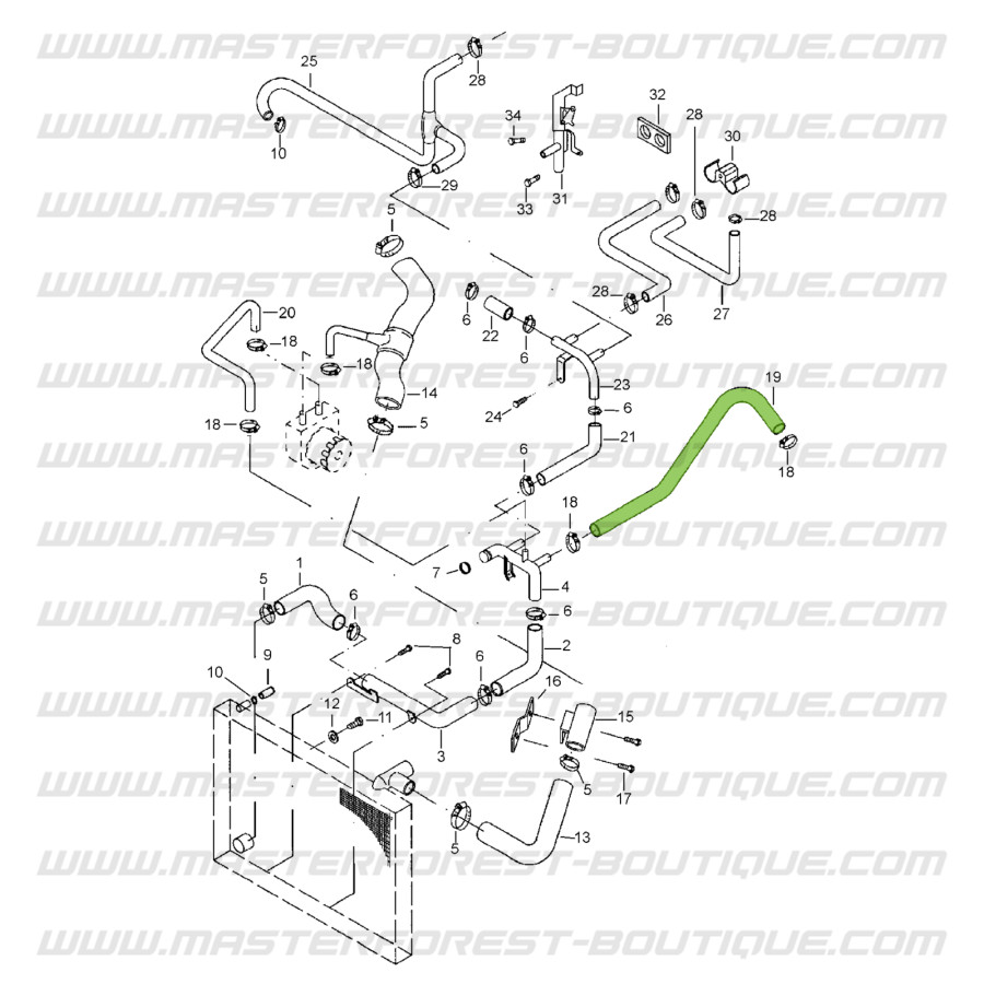 copy of Outlet radiator cooling hose Suzuki Santana Samurai 1.9D (Renault)