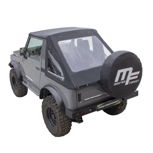 Black fastback soft top for Suzuki Santana Samurai 4WD