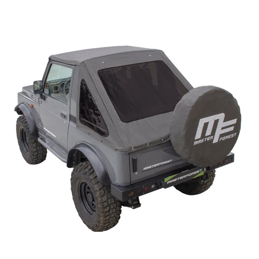 Military color tinted windows fastback soft top for Suzuki Santana Samurai 4WD + spare wheel cover